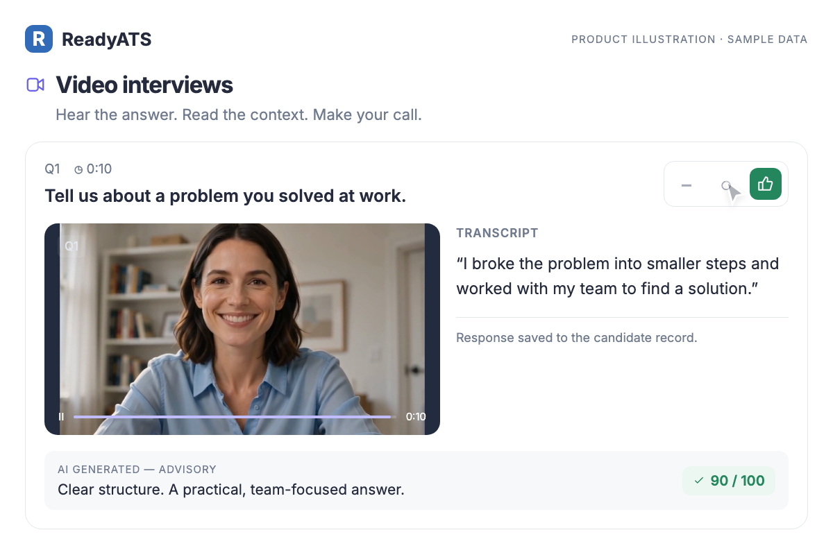 Video Interview — product illustration with sample data